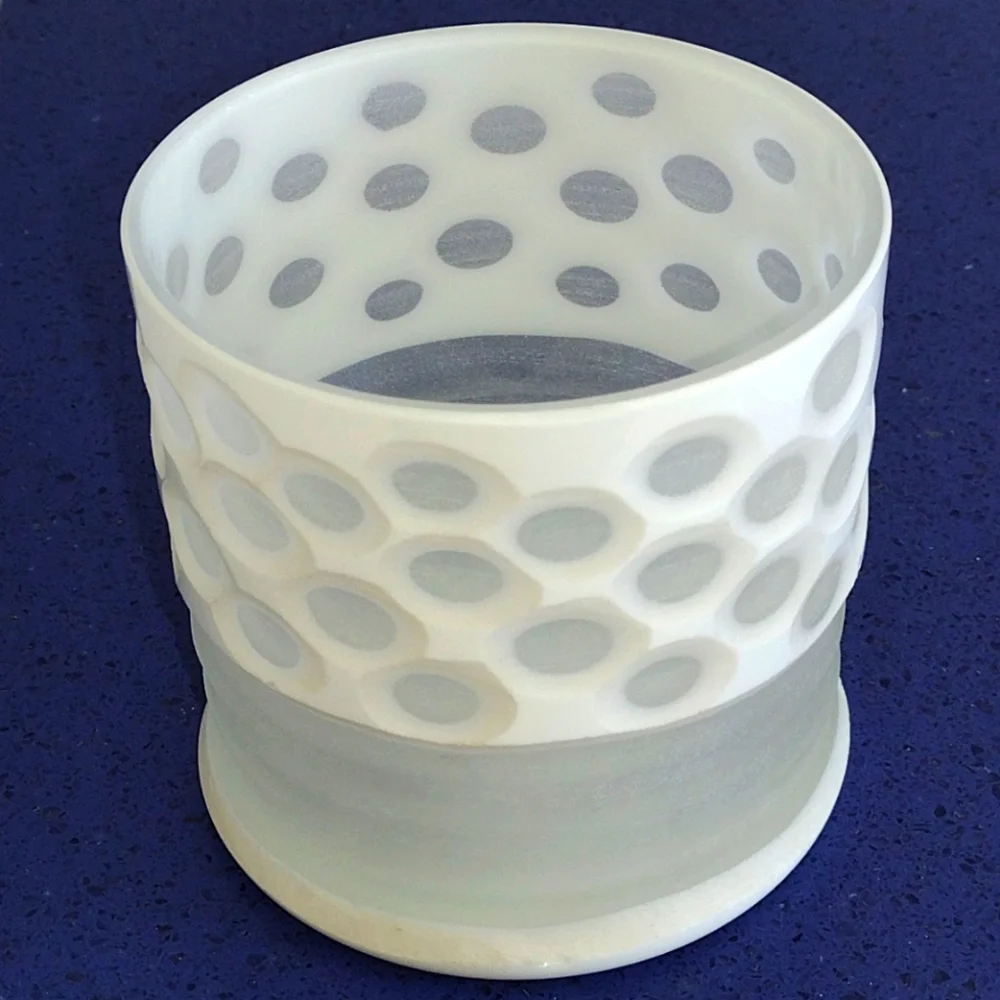 Lambert White Glass Acid Etched Candle Holder